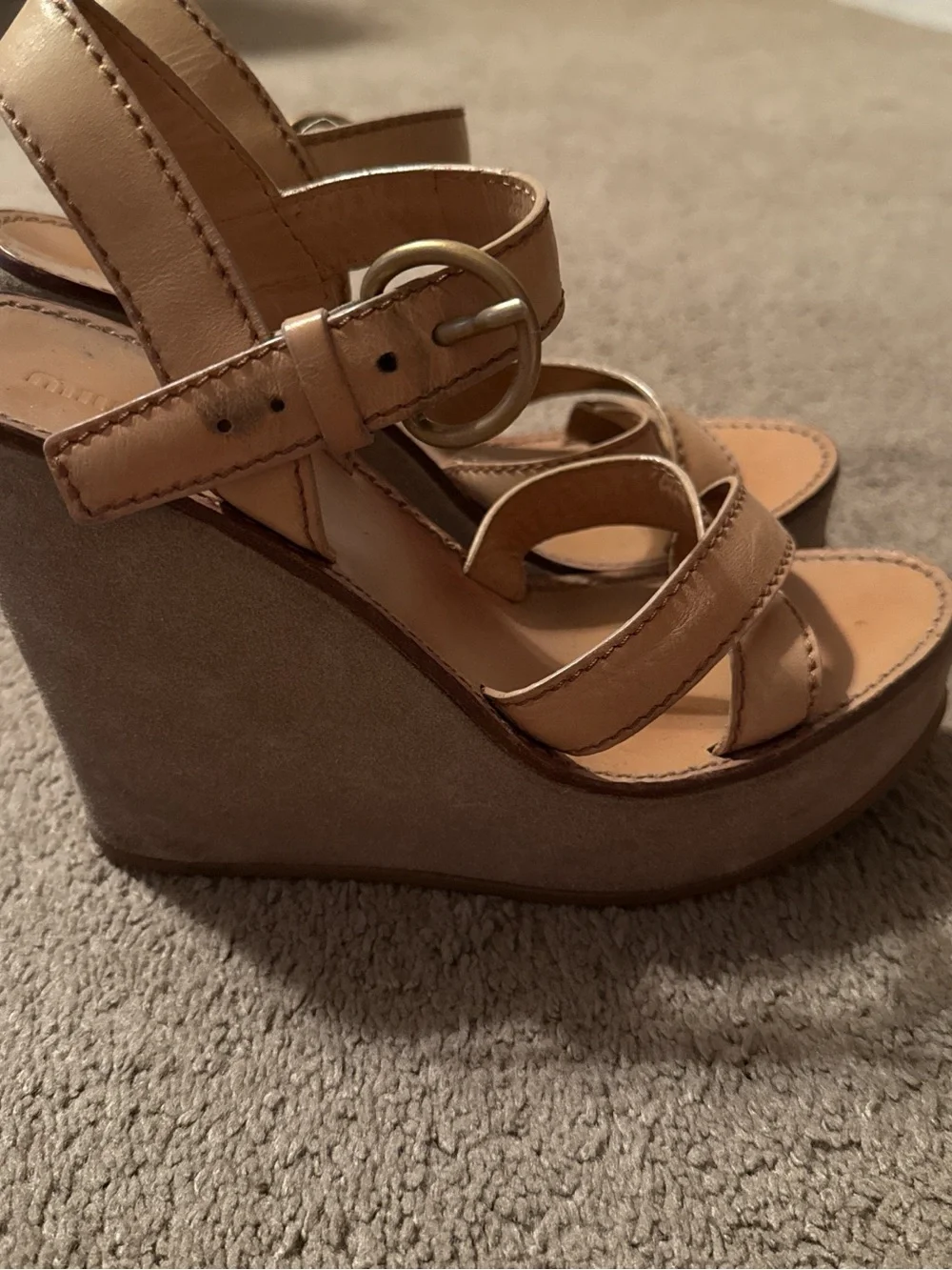 Miu Miu Suede and Leather Wedges Size 37